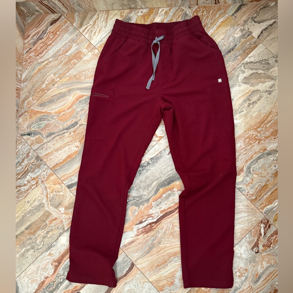 Figs burgandy Yola Skinny Scrub Pants